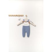 Set salopeta cu bluzita Ursulet pentru bebelusi, Tongs baby (Culoare: Albastru, Marime: 9-12 luni) JEMtgs_4356_3