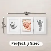 Kit rama foto tripla mobila cu cerneala pentru manuta si piciorus (Culoare rama: Alb, Culoare ink: Negru) JEMdrl-r31