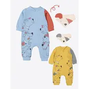 Salopeta cu baveta pentru bebelusi Dogs, Tongs baby (Culoare: Albastru, Marime: 0-3 Luni) JEMtgs_2941_1