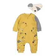 Salopeta cu baveta pentru bebelusi Dogs, Tongs baby (Culoare: Galben, Marime: 0-3 Luni) JEMtgs_2941_4