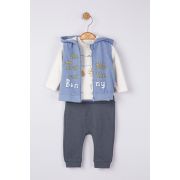 Set 3 piese: pantaloni, bluzita si vestuta pentru bebelusi, Tongs baby (Culoare: Albastru, Marime: 12-18 Luni) JEMtgs_4064_1