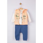 Set 3 piese: pantaloni, bluzita si vestuta pentru bebelusi, Tongs baby (Culoare: Albastru, Marime: 9-12 luni) JEMtgs_4064_4