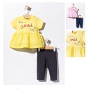 Set bluzita de vara cu pantalonasi pentru bebelusi, Tongs baby (Culoare: Galben, Marime: 6-9 luni) JEMtgs_2873_3