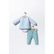 Set bluzita de vara cu pantalonasi pentru bebelusi Cats, Tongs baby (Culoare: Albastru, Marime: 6-9 luni) JEMtgs_2915_3