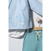 Set bluzita de vara cu pantalonasi pentru bebelusi Cats, Tongs baby (Culoare: Albastru, Marime: 6-9 luni) JEMtgs_2915_3