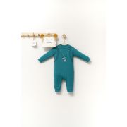 Set salopeta cu caciulita cu urechiuse pentru bebelusi Ursulet, Tongs baby (Culoare: Turcoaz, Marime: 6-9 luni) JEMtgs_4350_9