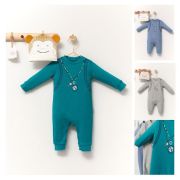 Set salopeta cu caciulita cu urechiuse pentru bebelusi Ursulet, Tongs baby (Marime: 3-6 Luni, Culoare: Turcoaz) JEMtgs_4350_8