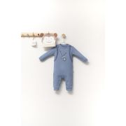 Set salopeta cu caciulita cu urechiuse pentru bebelusi Ursulet, Tongs baby (Marime: 3-6 Luni, Culoare: Turcoaz) JEMtgs_4350_8