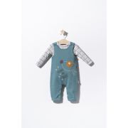 Set salopeta cu catelusi si bluzita pentru bebelusi, Tongs baby (Culoare: Albastru, Marime: 9-12 luni) JEMtgs_2907_3