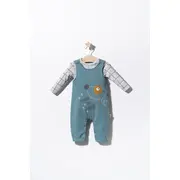 Set salopeta cu catelusi si bluzita pentru bebelusi, Tongs baby (Culoare: Albastru, Marime: 9-12 luni) JEMtgs_2907_3