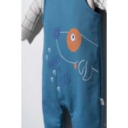 Set salopeta cu catelusi si bluzita pentru bebelusi, Tongs baby (Culoare: Albastru, Marime: 9-12 luni) JEMtgs_2907_3