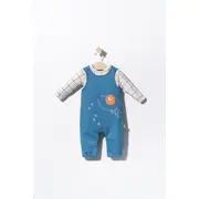 Set salopeta cu catelusi si bluzita pentru bebelusi, Tongs baby (Culoare: Albastru, Marime: 9-12 luni) JEMtgs_2907_3