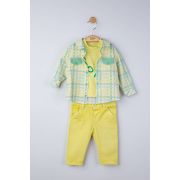 Set 3 piese: blugi, tricou si camasa in carouri pentru bebelusi, Tongs baby (Culoare: Galben, Marime: 12-18 Luni) JEMtgs_4129_6