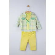 Set 3 piese: blugi, tricou si camasa in carouri pentru bebelusi, Tongs baby (Culoare: Galben, Marime: 18-24 Luni) JEMtgs_4129_7