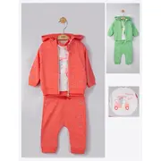 Set 3 piese: pantaloni, tricou si hanorac pentru bebelusi, Tongs baby (Marime: 9-12 luni, Culoare: Corai) JEMtgs_4128_9
