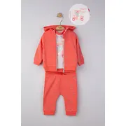 Set 3 piese: pantaloni, tricou si hanorac pentru bebelusi, Tongs baby (Marime: 9-12 luni, Culoare: Corai) JEMtgs_4128_9