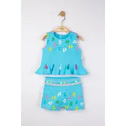 Set elegant bluzita de vara cu pantalonasi pentru fetite Ciucurasi, Tongs baby (Culoare: Albastru, Marime: 9-12 luni) JEMtgs_4271_4