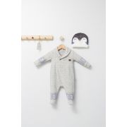 Salopeta pentru bebelusi cu botosei si caciulita Penguins, Tongs baby (Culoare: Bej, Marime: 6-9 luni) JEMtgs_4500-7