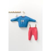 Set 2 piese cu bluzita si pantalonasi de trening Monster, Tongs baby (Culoare: Albastru, Marime: 6-9 luni) JEMtgs_4405_5