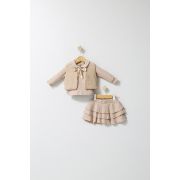 Set 3 piese: fustita, bluzita si vestuta eleganta pentru bebelusi Fun Penguin, Tongs baby (Marime: 18-24 Luni, Culoare: Crem) JEMtgs_4562-4