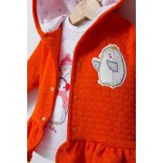 Set 3 piese: pantaloni, bluzita si hainuta cu gluga eleganta pentru bebelusi Crazy Penguins, Tongs baby (Culoare: Galben, Marime: 18-24 Luni) JEMtgs_4534-4