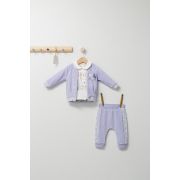 Set 3 piese: pantaloni, bluzita si hainuta pentru bebelusi Gazelle, Tongs baby (Culoare: Mov, Marime: 18-24 Luni) JEMtgs_4524-4