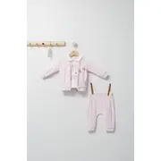 Set 3 piese: pantaloni, bluzita si hainuta pentru bebelusi Gazelle, Tongs baby (Culoare: Mov, Marime: 6-9 luni) JEMtgs_4524-6