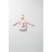 Set 3 piese: pantaloni, bluzita si vestuta eleganta pentru bebelusi Paris Love, Tongs baby (Culoare: Ecru, Marime: 6-9 luni) JEMtgs_4465-3