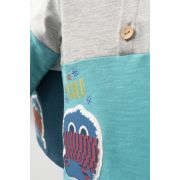 Set cu blugi si bluzita cu guleras pentru bebelusi Monster, Tongs baby (Culoare: Gri, Marime: 18-24 Luni) JEMtgs_4406-2
