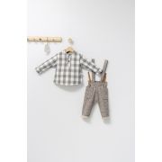 Set cu pantalonasi cu bretele si camasuta in carouri pentru bebelusi King, Tongs baby (Culoare: Maro, Marime: 6-9 luni) JEMtgs_4474_5