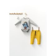 Set cu pantalonasi cu buzunare si body cu maneca lunga pentru bebelusi Monster, Tongs baby (Culoare: Albastru, Marime: 18-24 Luni) JEMtgs_4402-3