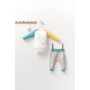 Set cu pantalonasi si body cu maneca lunga pentru bebelusi Monster, Tongs baby (Culoare: Turcoaz, Marime: 6-9 luni) JEMtgs_4403-3