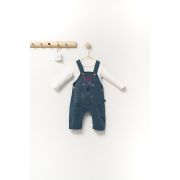 Set cu salopeta si bluzita pentru bebelusi Monster, Tongs baby (Culoare: Turcoaz, Marime: 6-9 luni) JEMtgs_4408-4