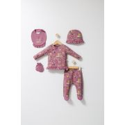 Set de 5 piese pentru nou nascut Fun Penguin, Tongs baby (Culoare: Roz inchis) JEMtgs_4568-2