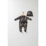 Set salopeta cu caciulita cu volanas pentru bebelusi Fun Penguin, Tongs baby (Culoare: Gri, Marime: 3-6 Luni) JEMtgs_4560-3