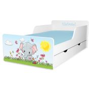 Patut Copii 2- 12 ani Start Elefantel, cu sertar si Saltea cu lana SafeNest 160x80 inclusa - PC-P-MK-SRT-ELE-80