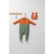 Set salopeta cu caciulita pentru bebelusi King, Tongs baby (Culoare: Galben, Marime: 6-9 luni) JEMtgs_4470_6