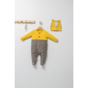 Set salopeta cu caciulita pentru bebelusi King, Tongs baby (Culoare: Galben, Marime: 6-9 luni) JEMtgs_4470_6