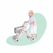 Cos de cumparaturi si antepremergator din lemn 2 in 1 MamaToyz JEMMtyz_shopper