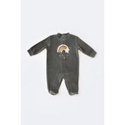 Salopeta Curcubeu cu maneca lunga si botosei din 80%bumbac organic si 20% poliester - Antracit, Baby Cosy (Marime: 3-6 Luni) JEMBC-CSYK6002-3