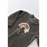 Salopeta Curcubeu cu maneca lunga si botosei din 80%bumbac organic si 20% poliester - Antracit, Baby Cosy (Marime: 3-6 Luni) JEMBC-CSYK6002-3
