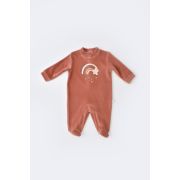 Salopeta Curcubeu cu maneca lunga si botosei din 80%bumbac organic si 20% poliester - Caramiziu, Baby Cosy (Marime: 3-6 Luni) JEMBC-CSYK6004-3