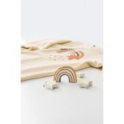 Salopeta Curcubeu cu maneca lunga si botosei din 80%bumbac organic si 20% poliester - Crem, Baby Cosy (Marime: 3-6 Luni) JEMBC-CSYK6001-3