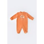 Salopeta Curcubeu cu maneca lunga si botosei din 80%bumbac organic si 20% poliester - Portocaliu, Baby Cosy (Marime: 0-3 Luni) JEMBC-CSYK6003-0