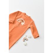 Salopeta Curcubeu cu maneca lunga si botosei din 80%bumbac organic si 20% poliester - Portocaliu, Baby Cosy (Marime: 0-3 Luni) JEMBC-CSYK6003-0