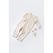 Salopeta cu fermoar cu maneca lunga si panataloni lungi - 100%bumbac organic - Crem cu buline, Baby Cosy (Marime: 12-18 Luni) JEMBC-CSY3040-12