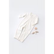 Salopeta cu fermoar cu maneca lunga si panataloni lungi - 100%bumbac organic - Ecru cu buline, Baby Cosy (Marime: 6-9 luni) JEMBC-CSY3039-6