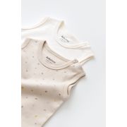 Set 2 body-uri fara maneci bebe unisex -100% bumbac organic - Crem cu buline, Baby Cosy (Marime: 18-24 Luni) JEMBC-CSY5704-18
