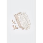 Set 2 body-uri fara maneci bebe unisex -100% bumbac organic - Ecru cu buline, Baby Cosy (Marime: 12-18 Luni) JEMBC-CSY5703-12