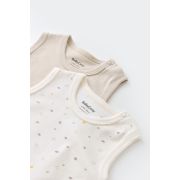 Set 2 body-uri fara maneci bebe unisex -100% bumbac organic - Ecru cu buline, Baby Cosy (Marime: 18-24 Luni) JEMBC-CSY5703-18